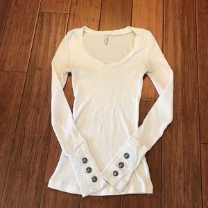 Free People white longsleeve henley top